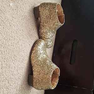 Gold glitter ankle boots